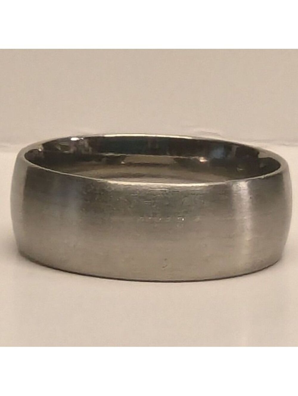New Brushed SilverTone Band Ring Mens Size 11 Wide Dome Minimalist Wedding Thumb